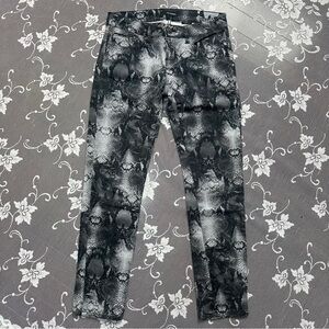The Kooples Snakeprint Skinny Short Fit Jeans Black/White Sz 26